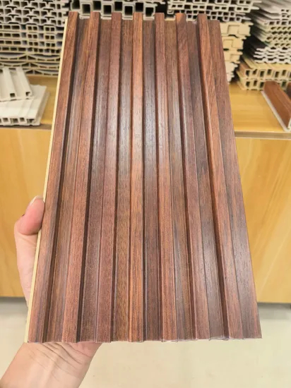 Interior Decoration PVC WPC Wall Panel Wooden Grain Fluted Panel Cladding